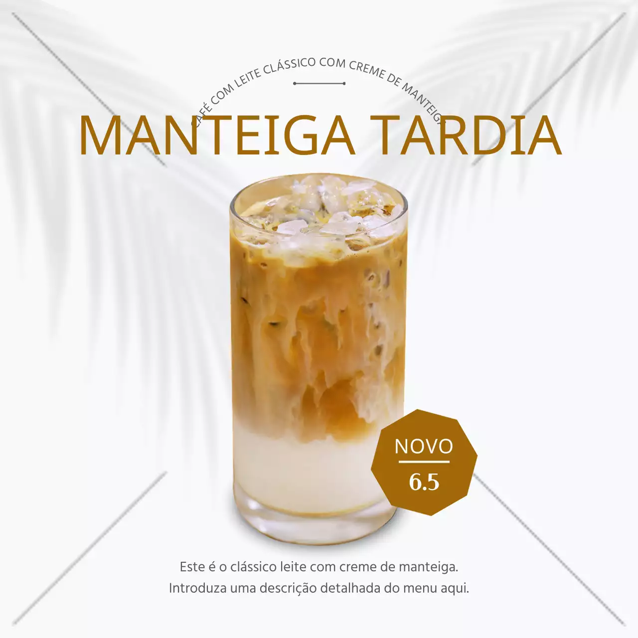 Novo menu de verão de um café simples com sombras de árvores brancas