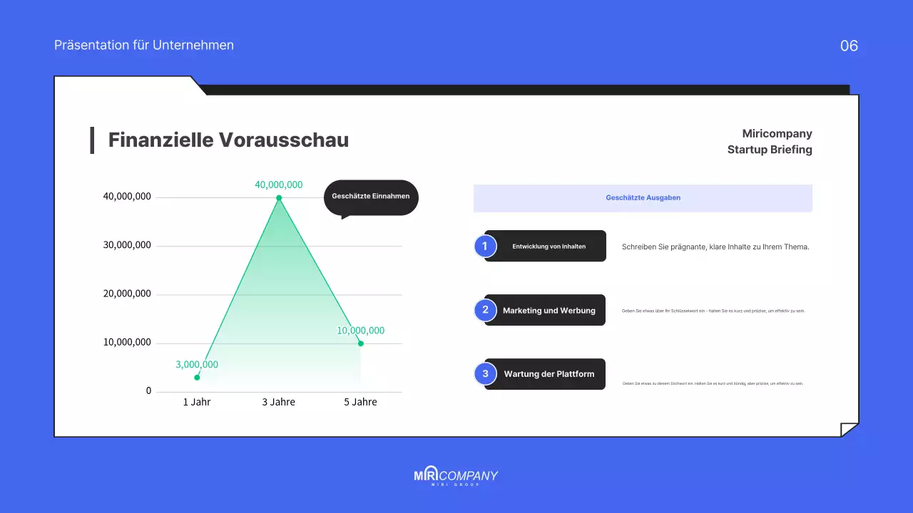 Ein modernes, blaues Pitch Deck für Ihr Startup