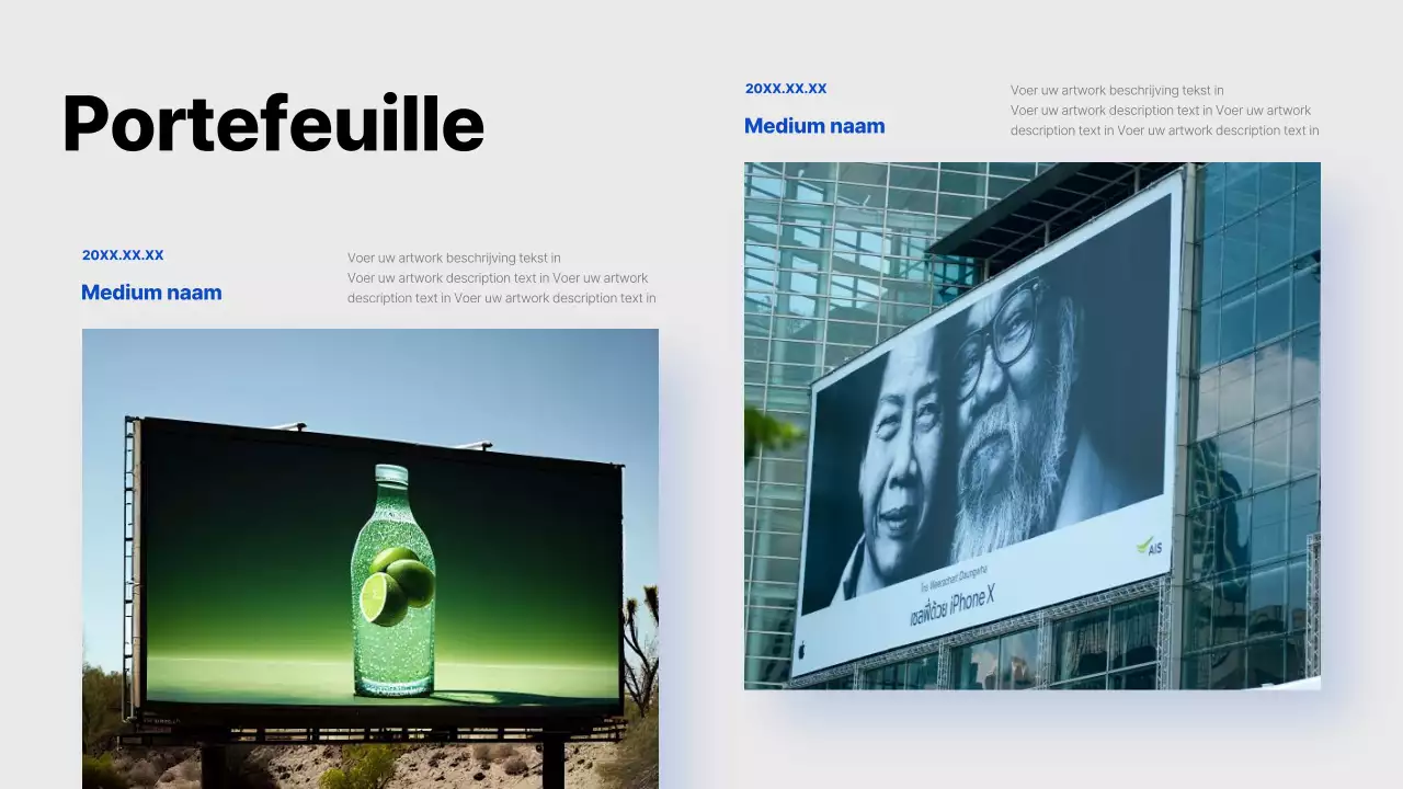 Eenvoudig lichtblauw en blauw advertentie media voorstel