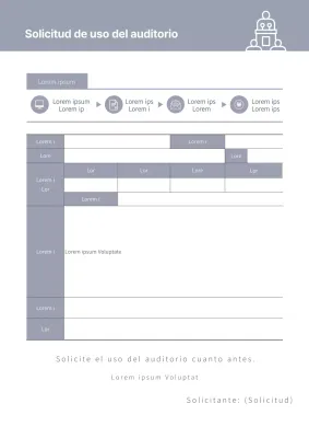 Formulario de documento gris Solicitud de utilización de un auditorio