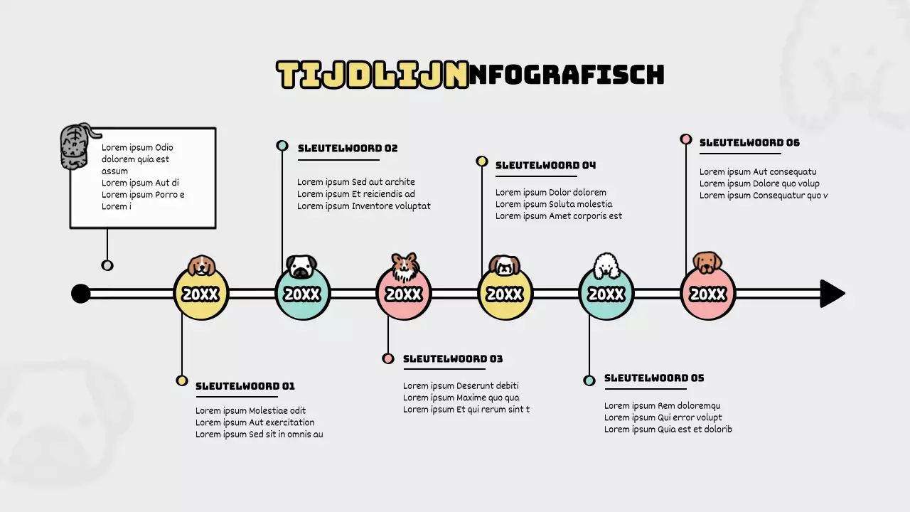 Pastel en schattig dierenconcept tijdlijn