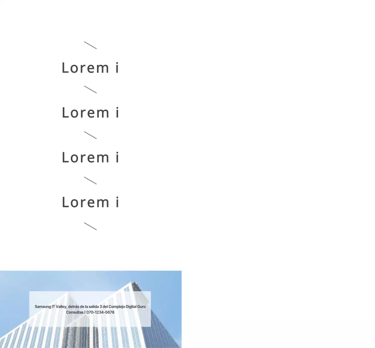 Un biz sencillo con texto e imágenes en gris oscuro para promocionar el sector inmobiliario.