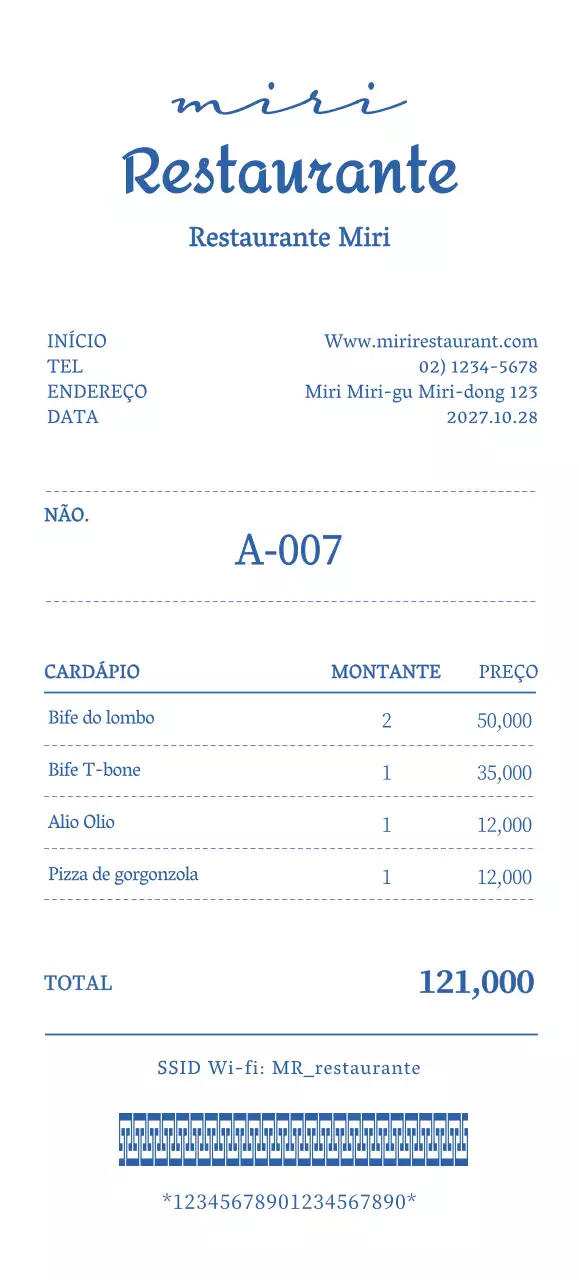 Um recibo de logótipo de restaurante com um estilo emotivo e simples