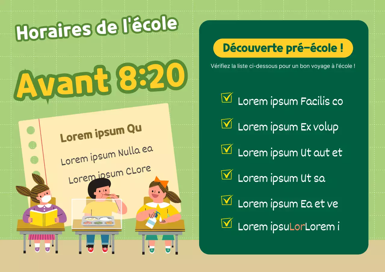 Horaire de l'école
