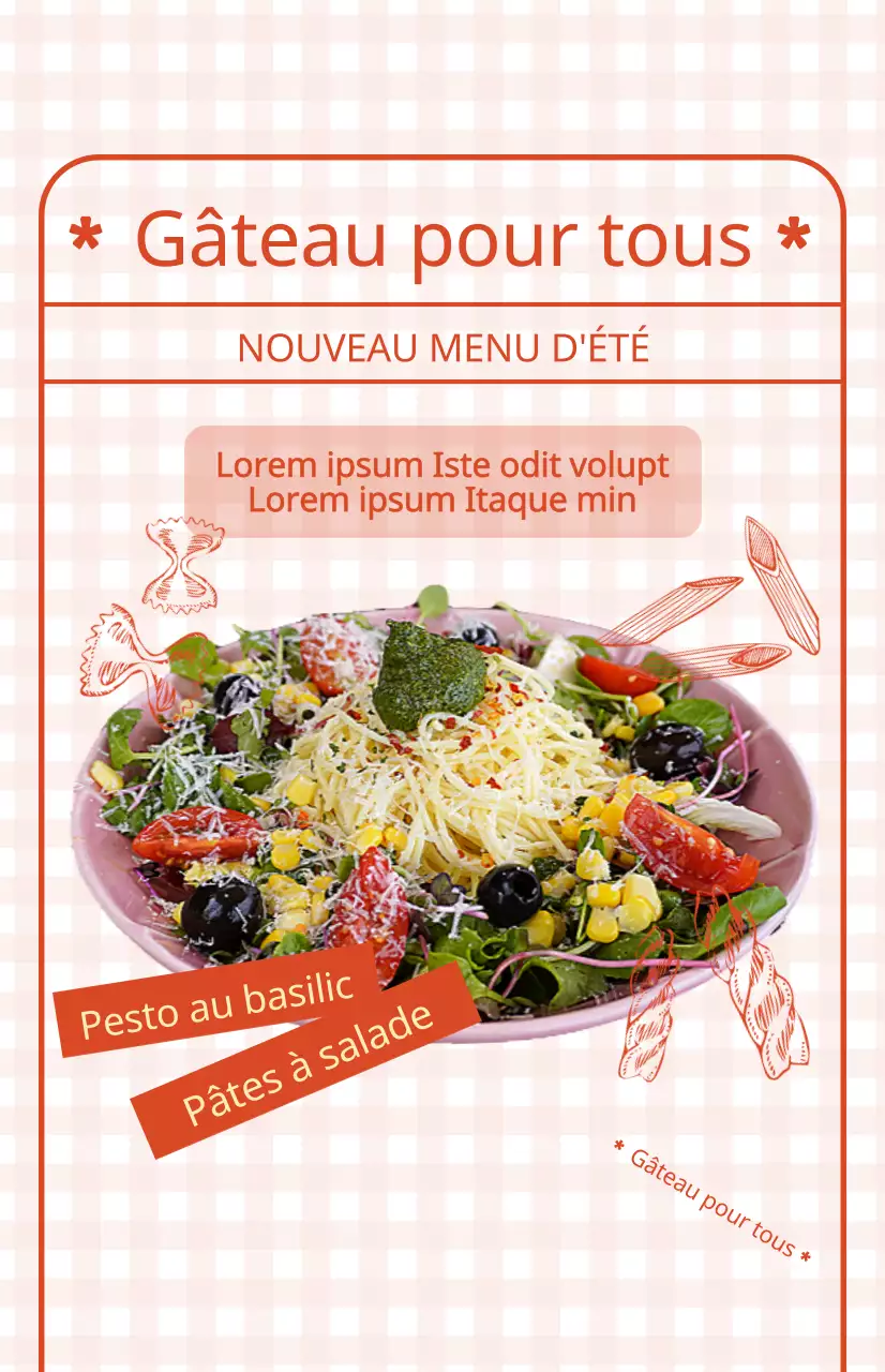 Drapeau promotionnel de menu de formulaire avec un joli fond rouge à carreaux