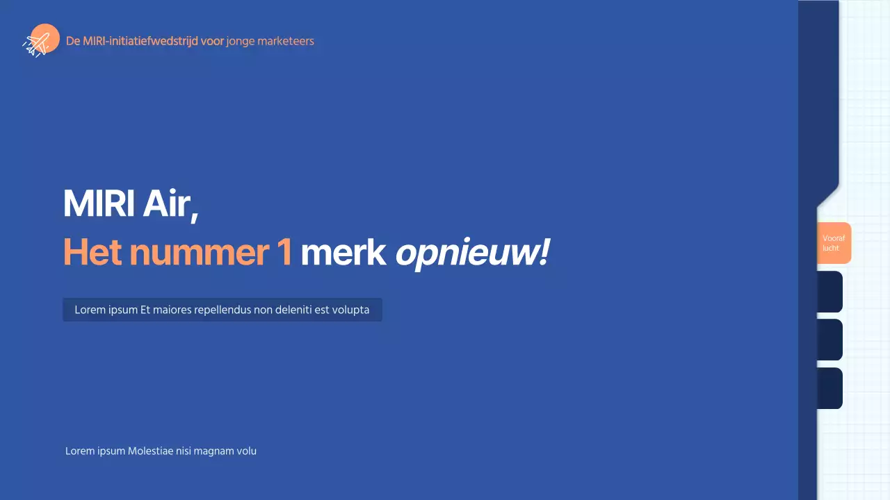 Een strakke, blauwgetinte presentatie voor een wedstrijd voor een reclamepitch