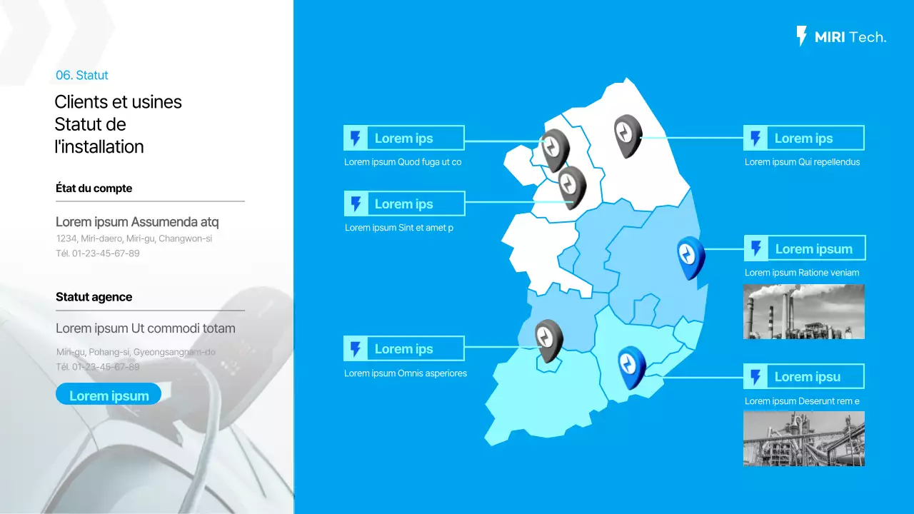 Proposition de fourniture de chargeurs de voitures électriques en bleu clair et menthe