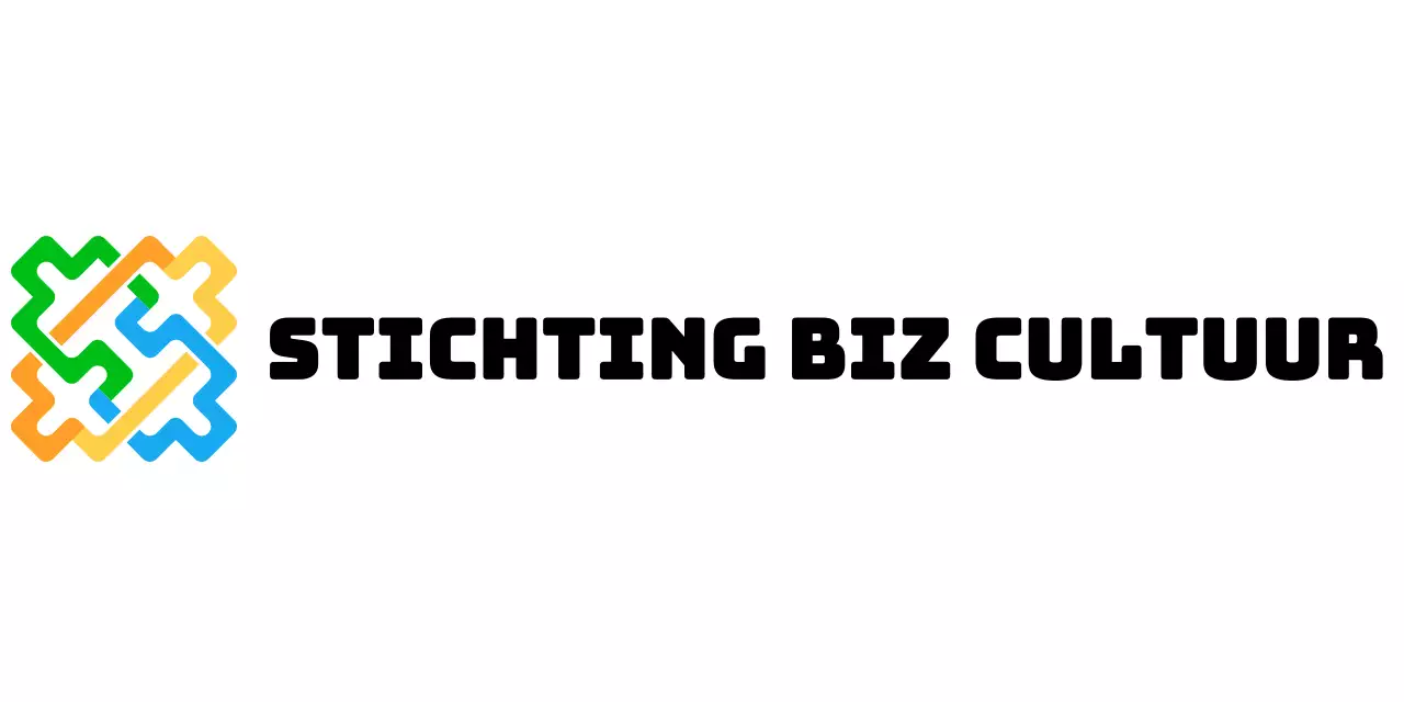 Een eenvoudig, strak logo in de Koreaanse traditie van vijfhoekige kleuren Promotiemateriaal voor de Cultuurstichting