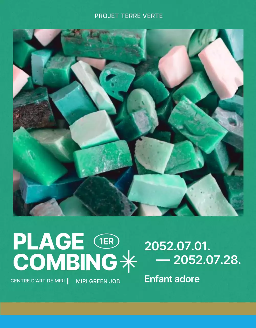 Guide des ateliers de beachcombing vintage en vert, orange et bleu