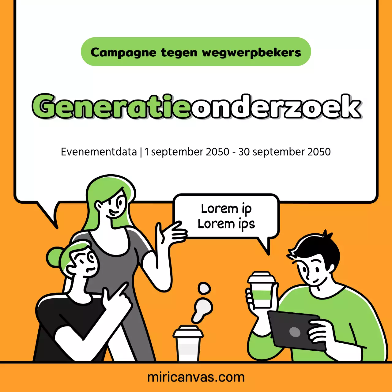 Generatiebewustzijnsenquête over wegwerpbekers in oranje-groen