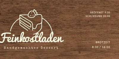 Dessert Cafe Beschilderung mit Elfenbein Text und Kuchen Linie Illustration