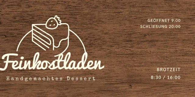 Dessert Cafe Beschilderung mit Elfenbein Text und Kuchen Linie Illustration