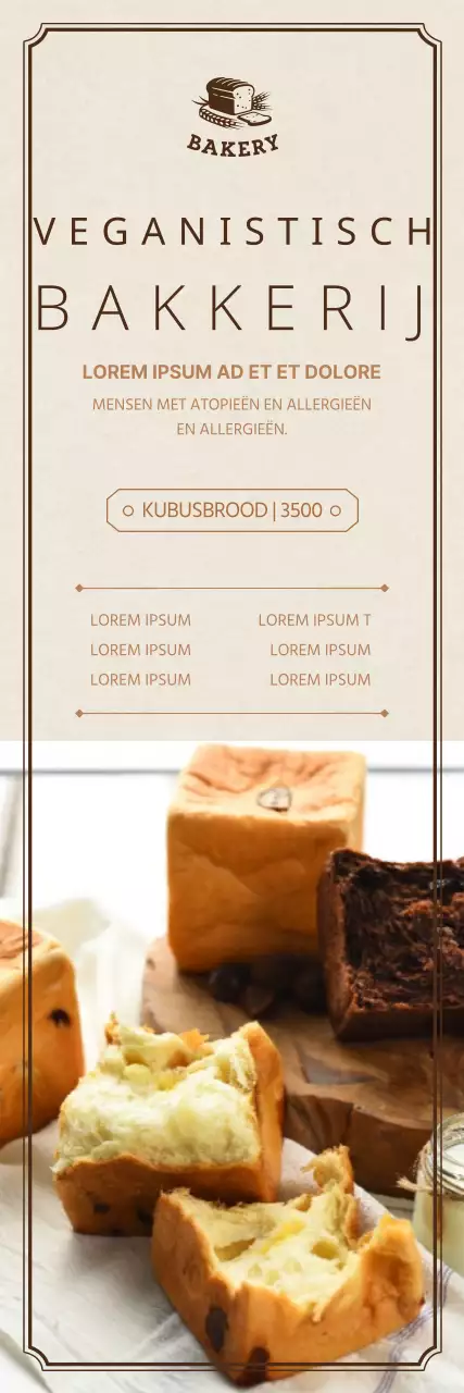 Veganistisch bakkerij dessertmenu met beige beeldaccent