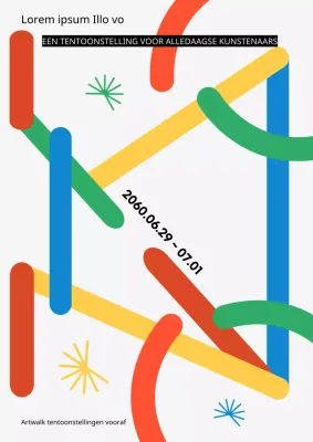 Een eenvoudige kunsttentoonstelling met een kleurrijk fietsconcept