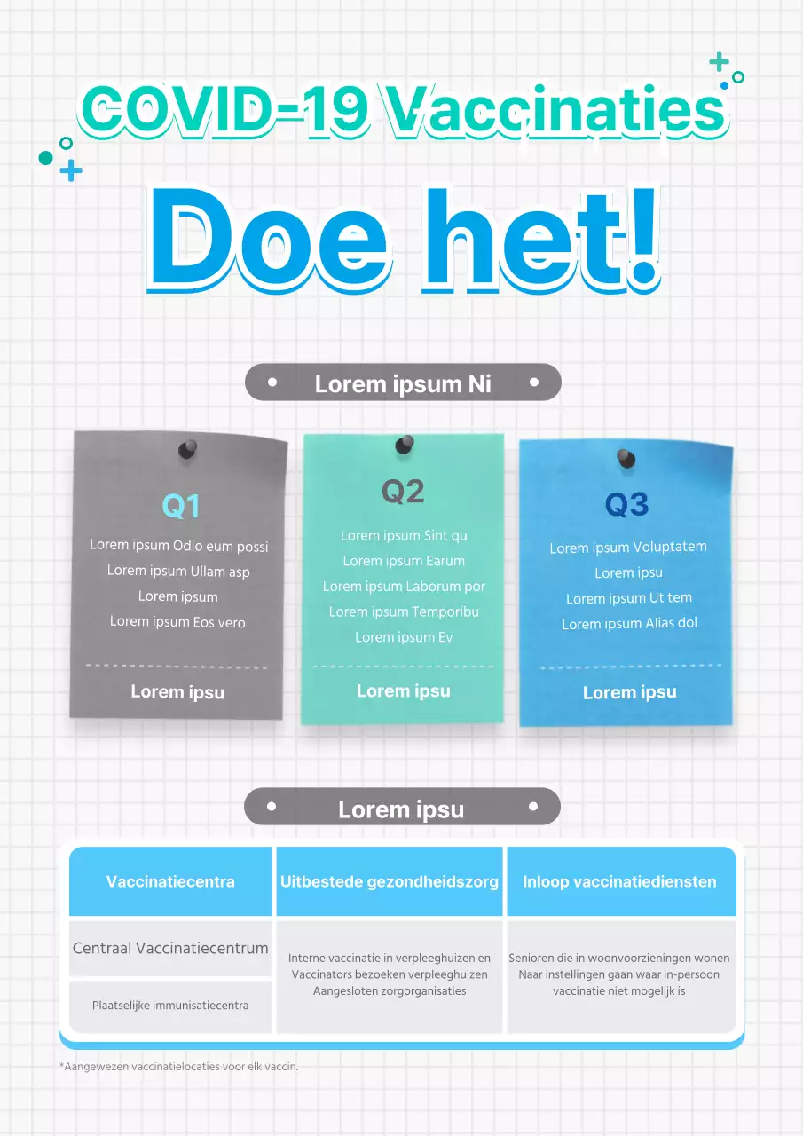 Vaccinatie in mint en blauw notitieblok concept