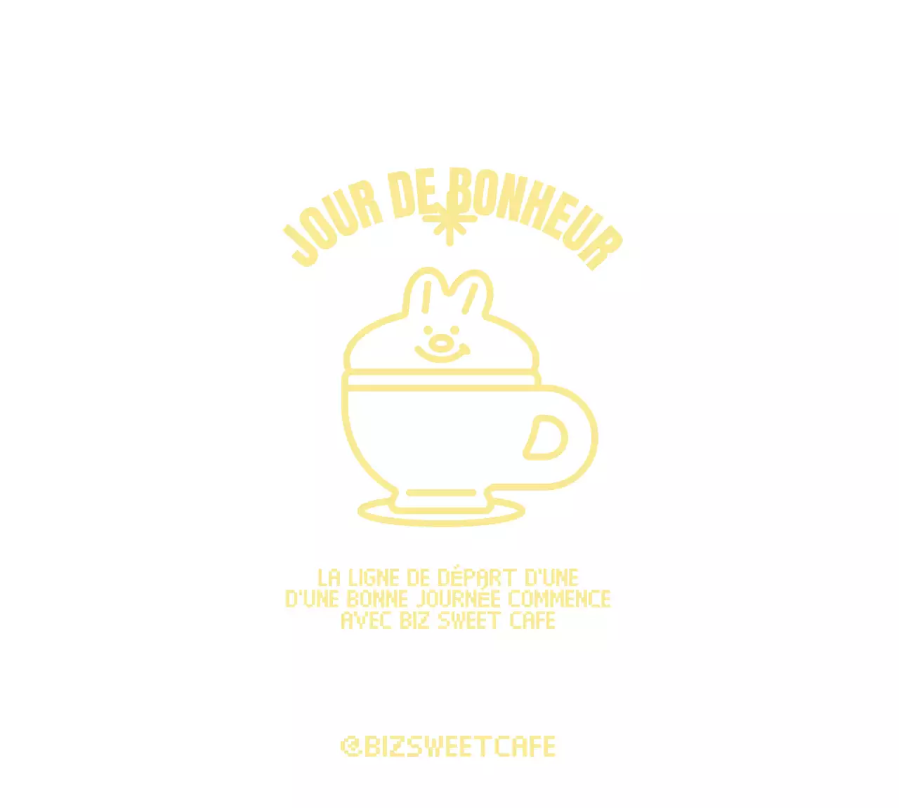 Crème fouettée en forme de lapin dans une jolie tasse jaune pour Cafegoods