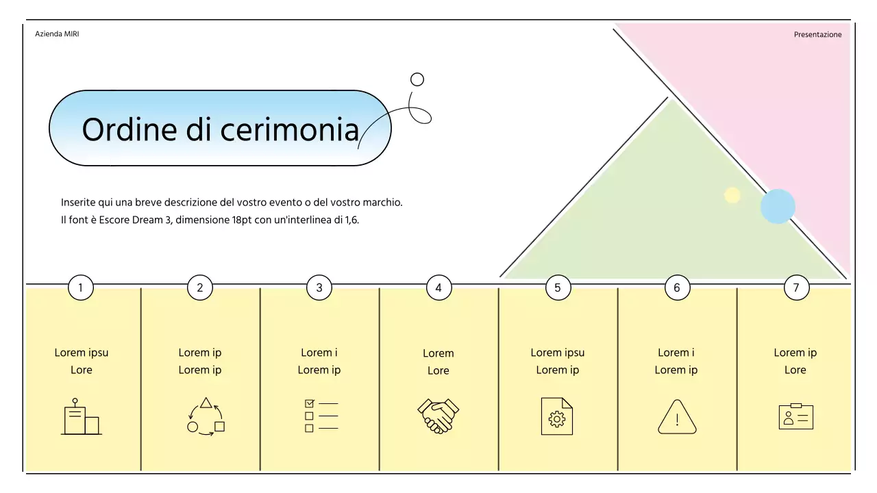 Cerimonia di lancio dei sostenitori con forme pastello a cornice solare