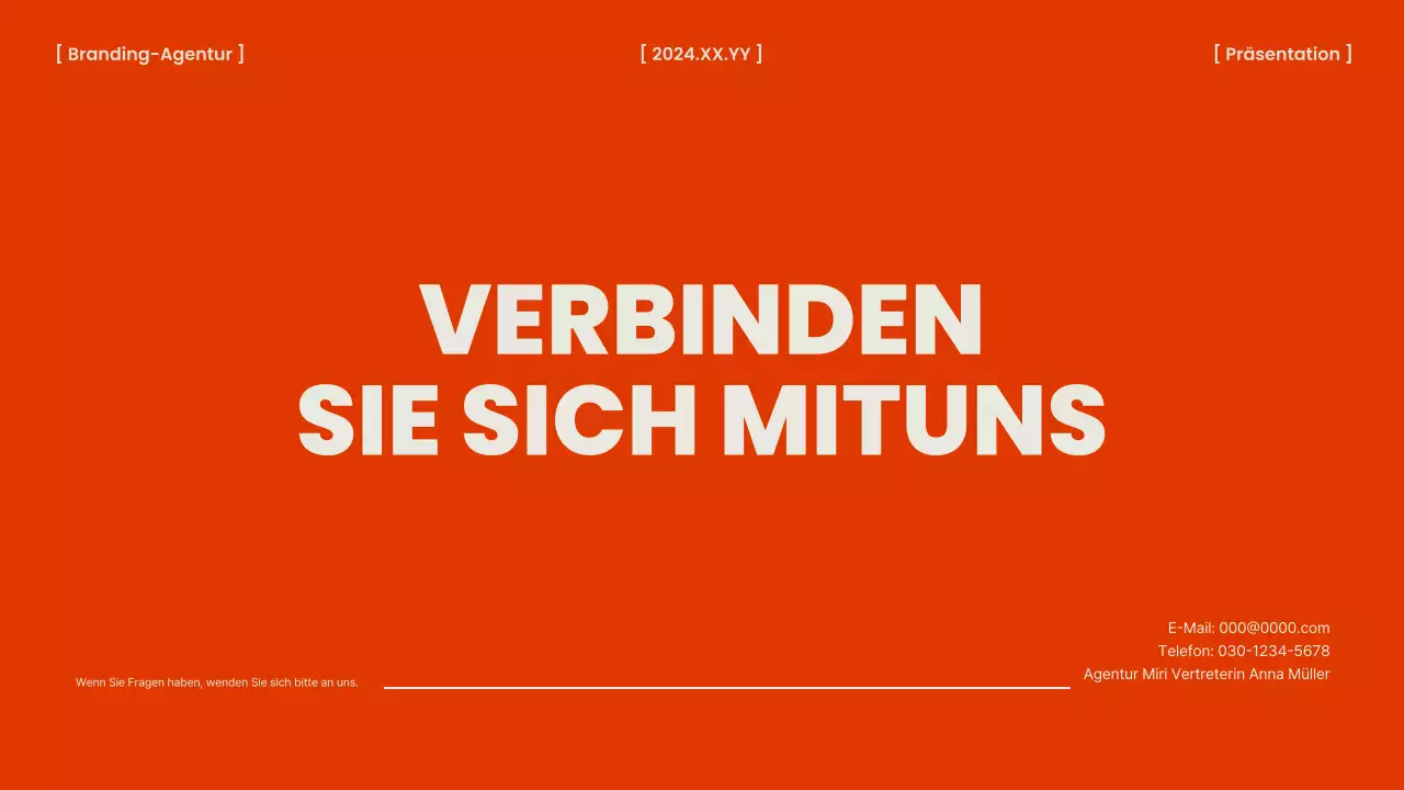 Eine orangefarbene und schicke Markenagentur