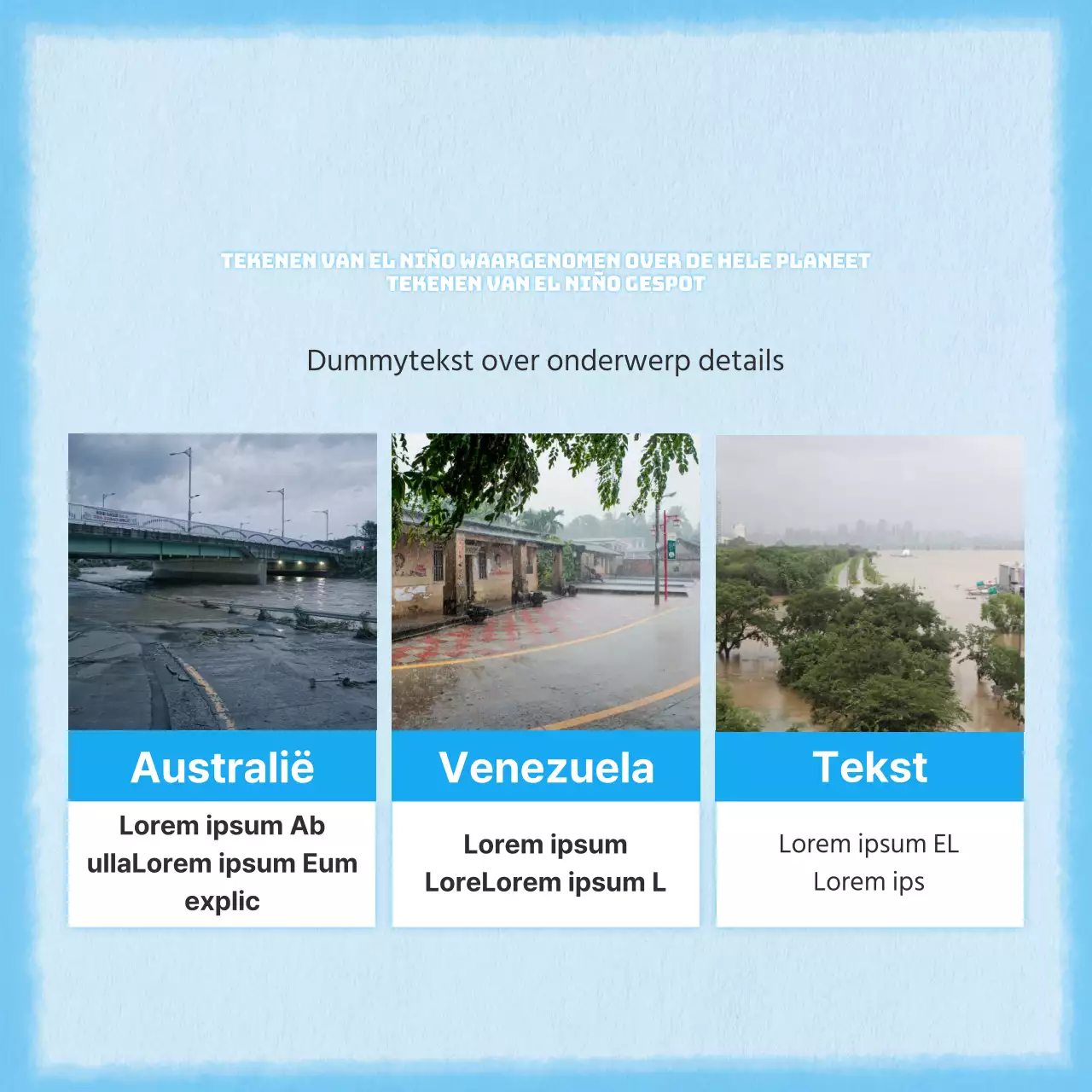 Een eenvoudig en schattig concept in blauw voor de klimaatinformatiepost