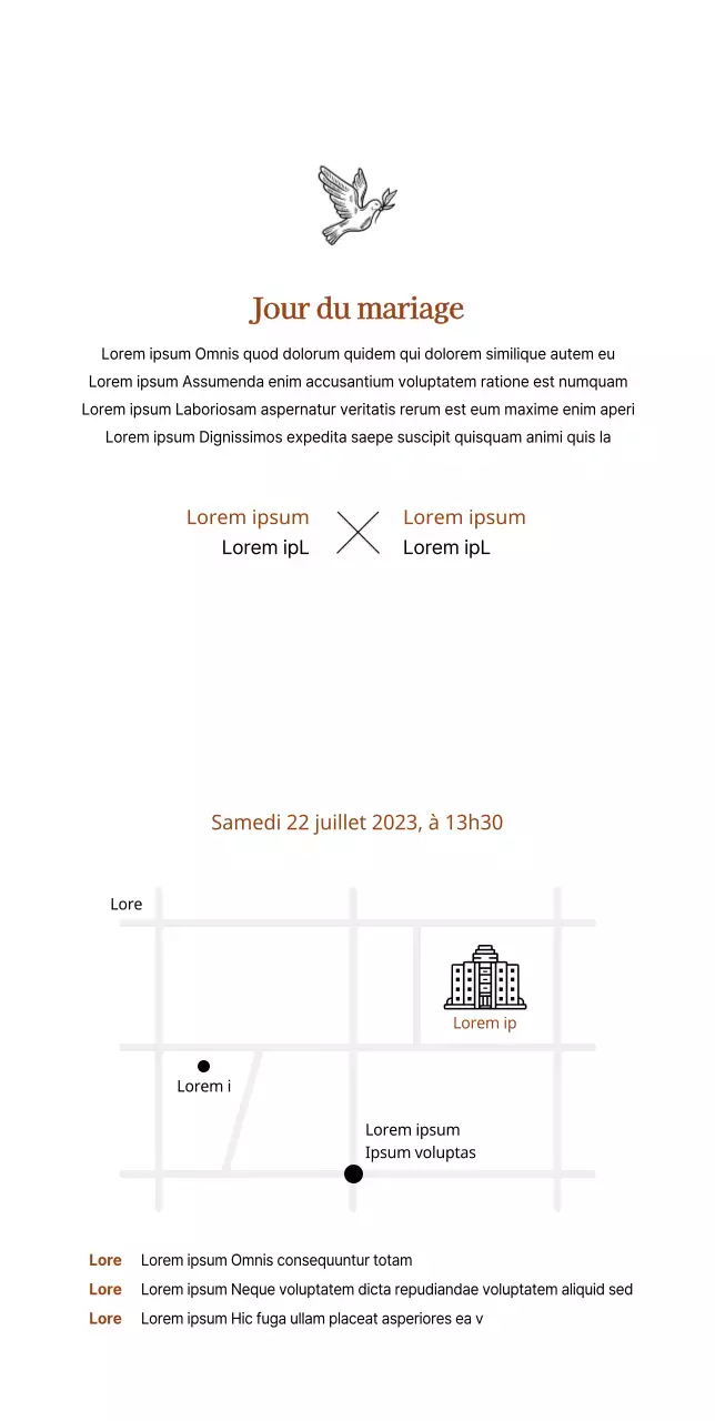 Invitation au mariage avec des mariés mignons sur fond jaune