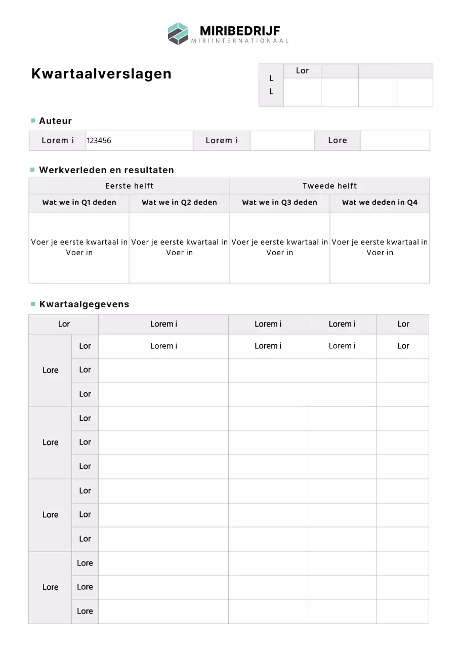 Eenvoudige documentatie voor driemaandelijkse bedrijfsrapporten