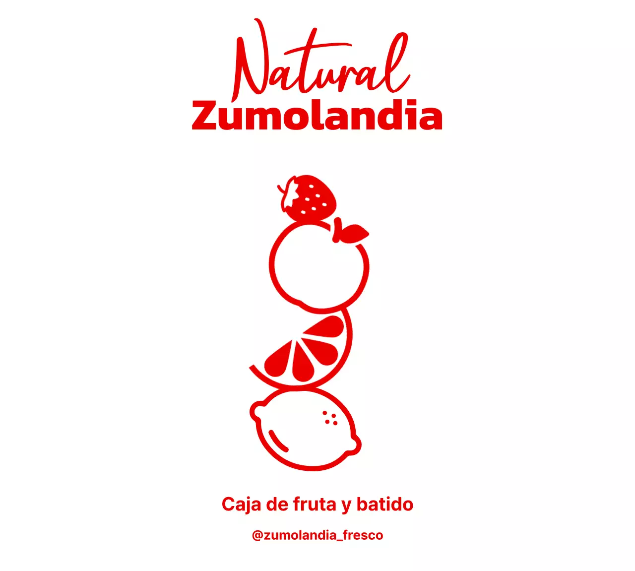 Una tienda de batidos con bonitas ilustraciones de fruta fresca en rojo