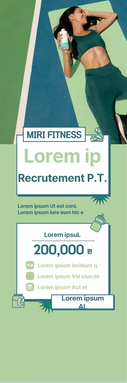 Bannière de promotion d'une réduction pour un groupe de gymnastique sur fond vert