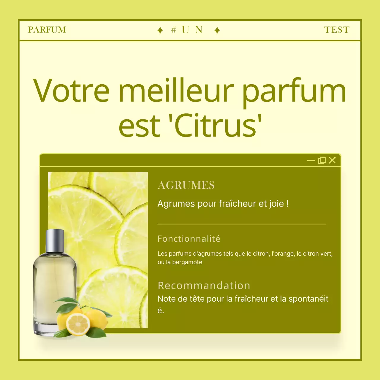 Carte de test de parfum simple et personnaliséeNews design