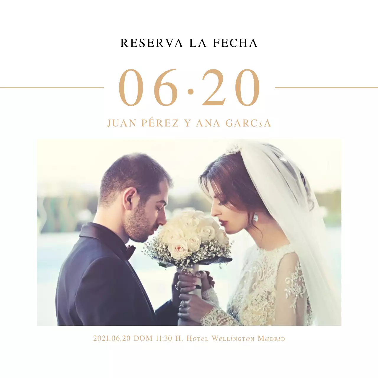 Fecha de la boda foto invitación de boda postal cuadrada con un aspecto limpio