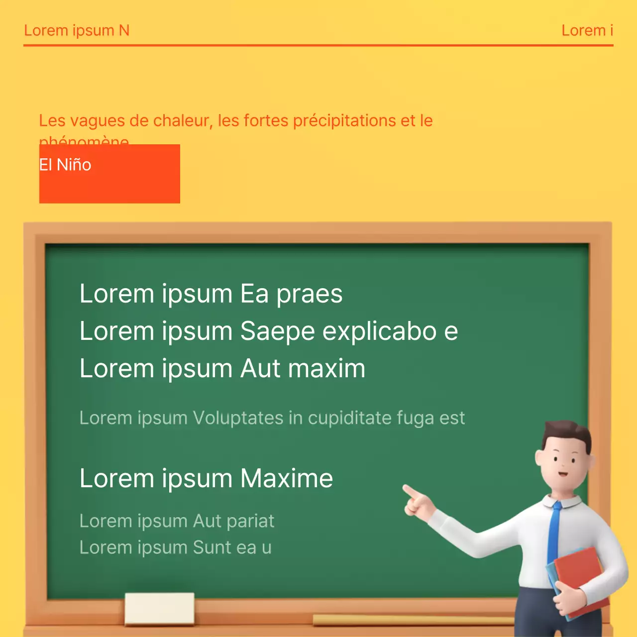 Histoire du changement climatique sur fond de dégradé orange et jaune et illustrations 3D