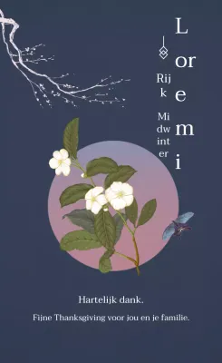 Luxe Thanksgiving-groeten in diep marineblauw en roze