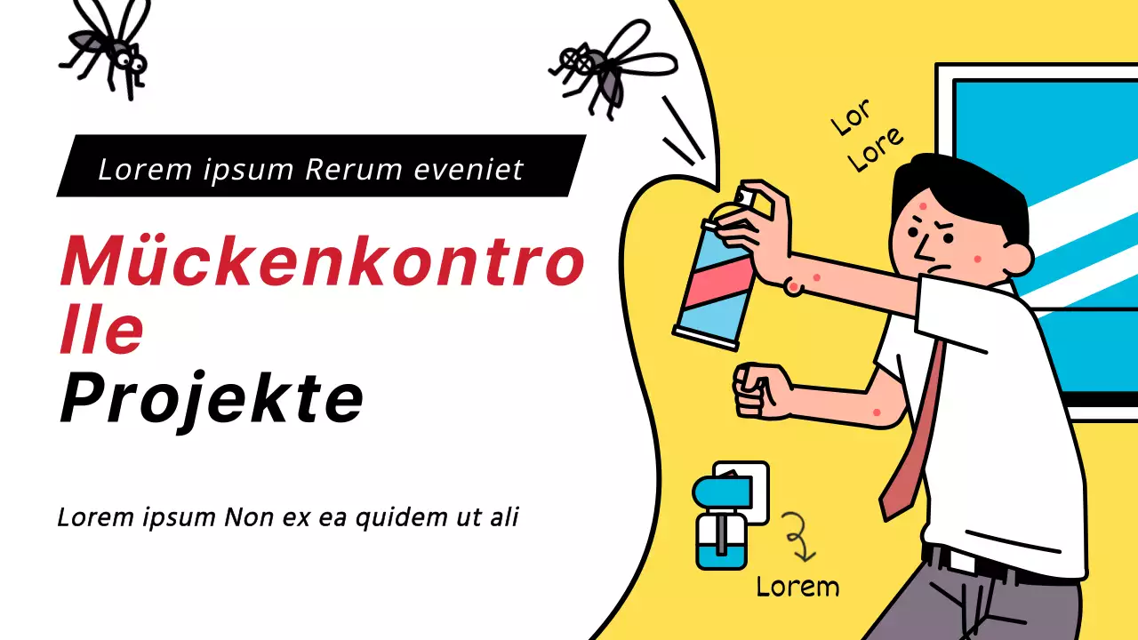 Moskitoabwehr Tipps YouTube Thumbnail mit gelbem Hintergrund Moskito Illustration Konzept