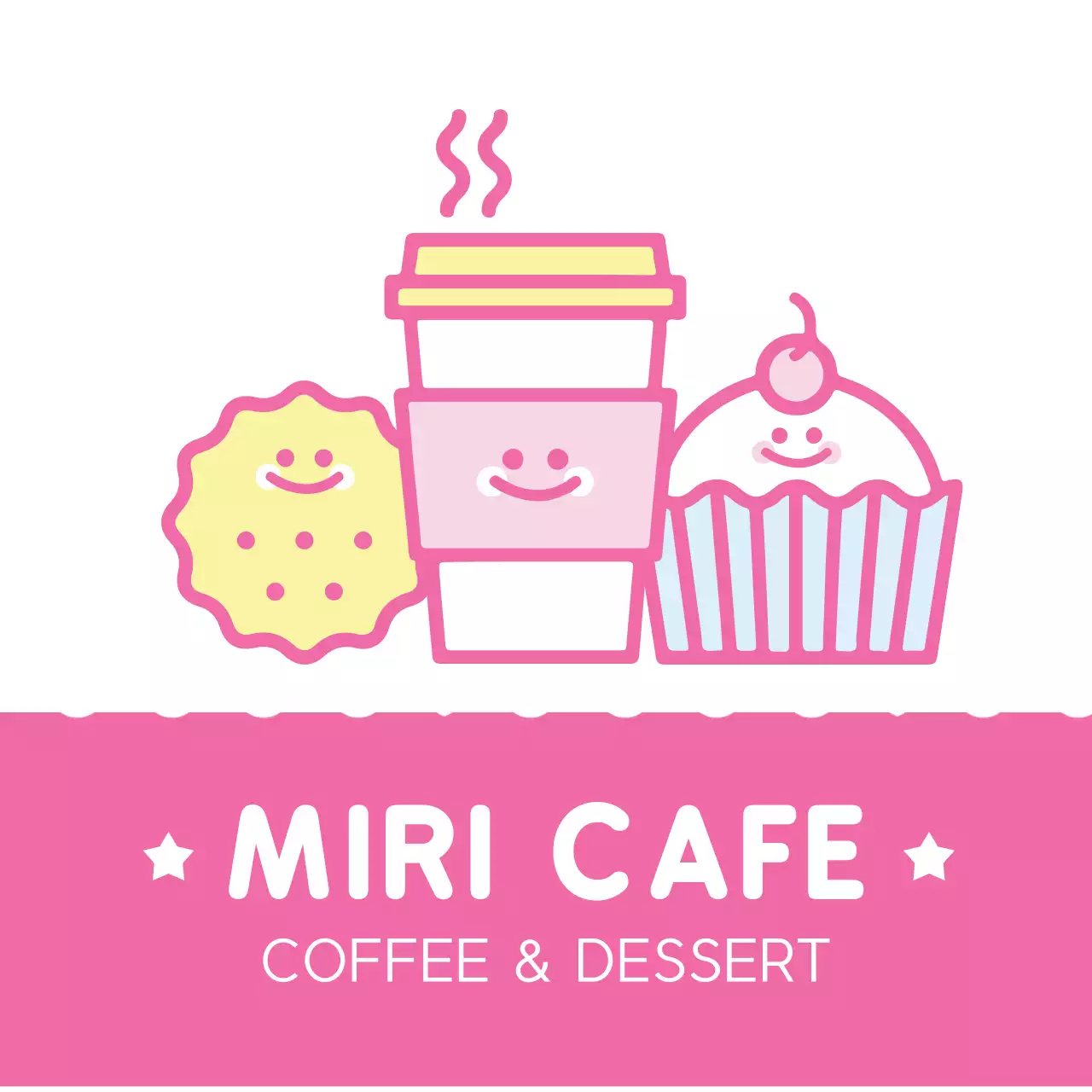 ピンク かわいい カフェ ロゴ ファンシーバナー