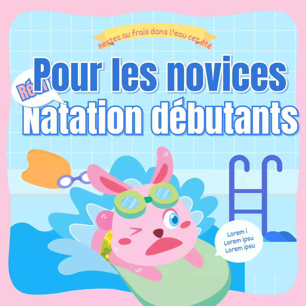 Natation des enfants en rose et bleu clair CardNews