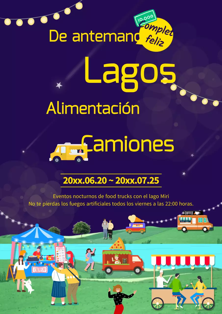 Promocione su evento del mercado nocturno de verano del cielo nocturno añil