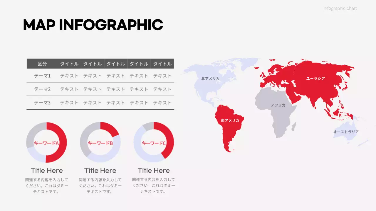 赤 モダン 地図 プレゼンテーション インフォグラフィック