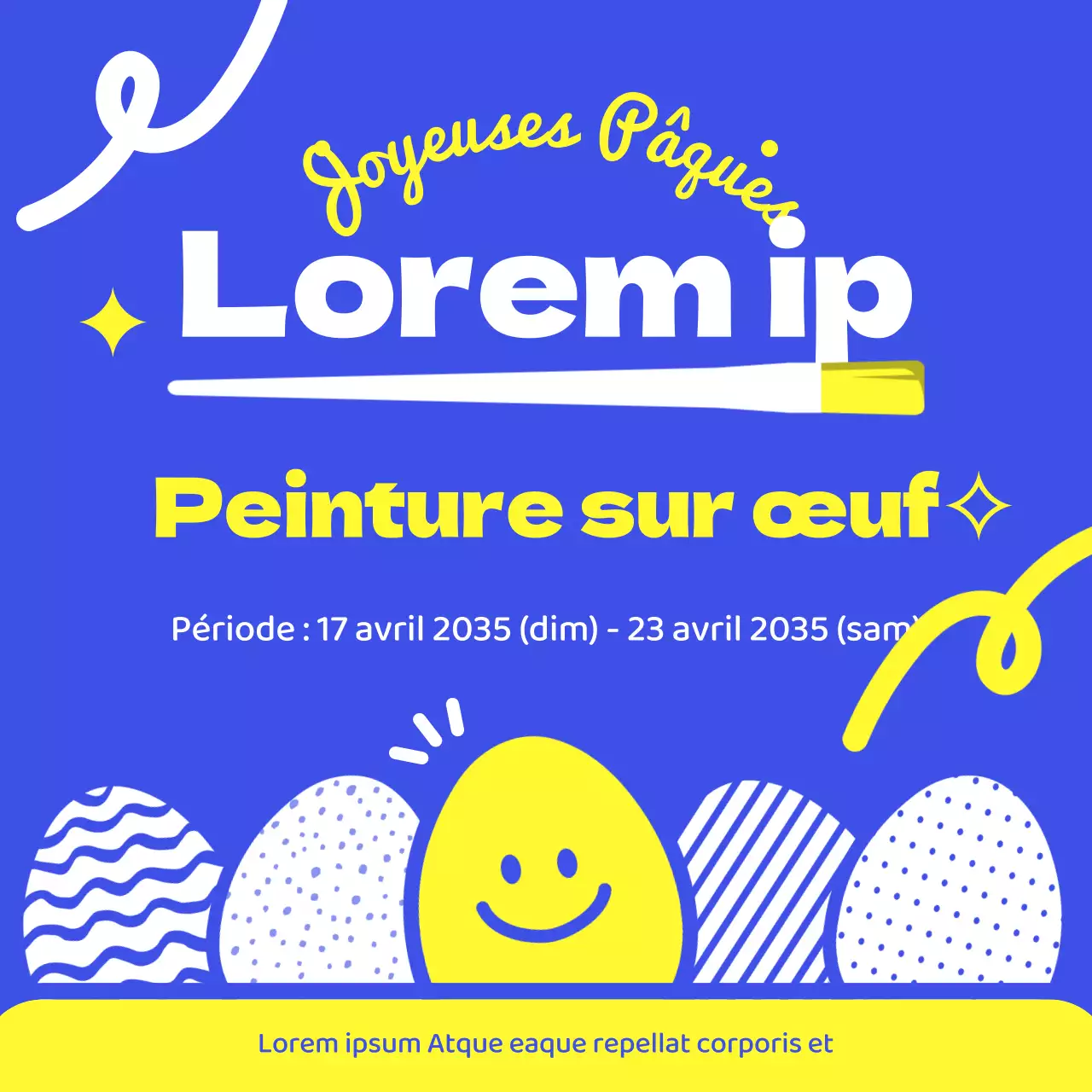 Guide de l'événement culturel de la peinture sur œufs bleu et jaune