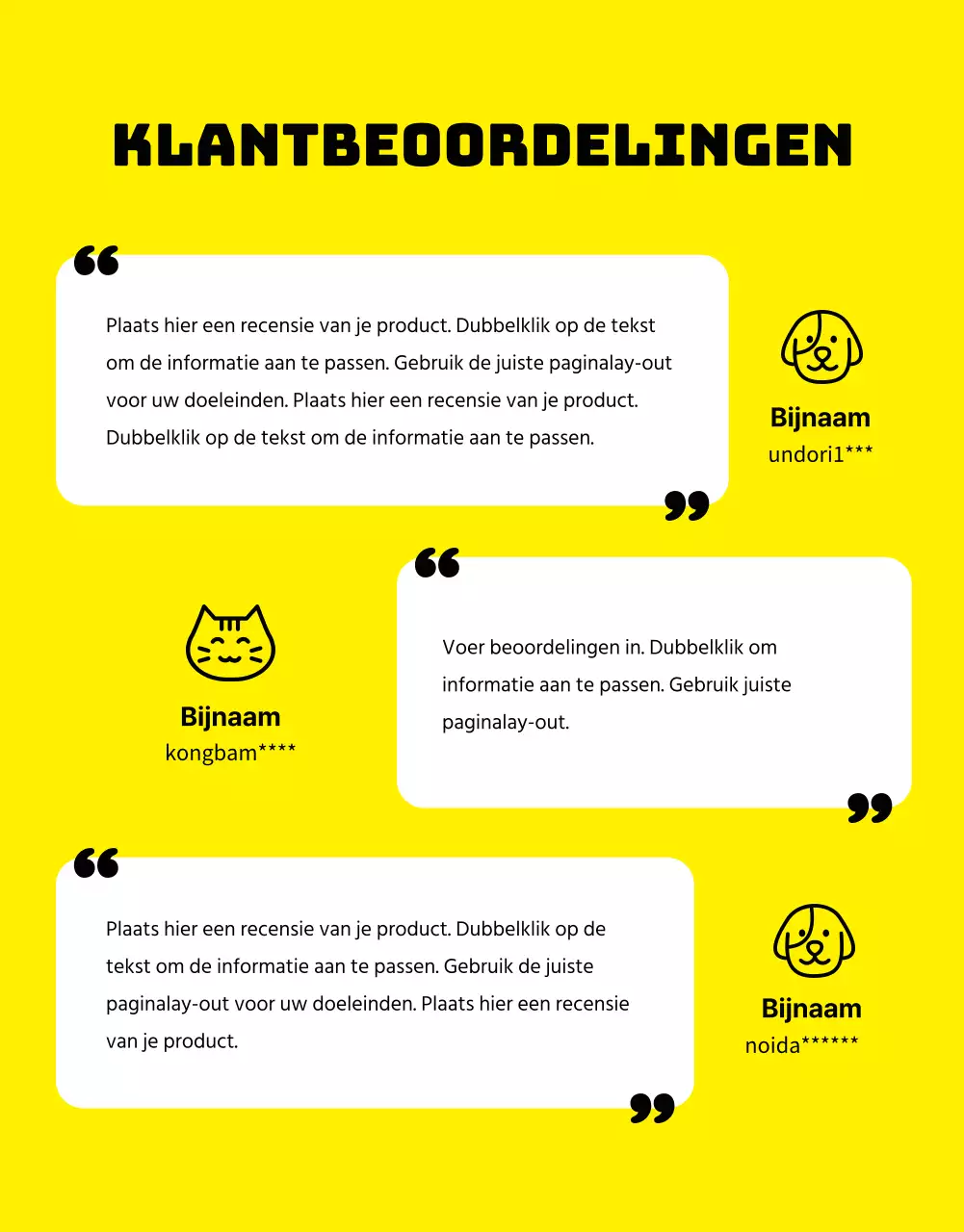 Pagina met huisdiergegevens