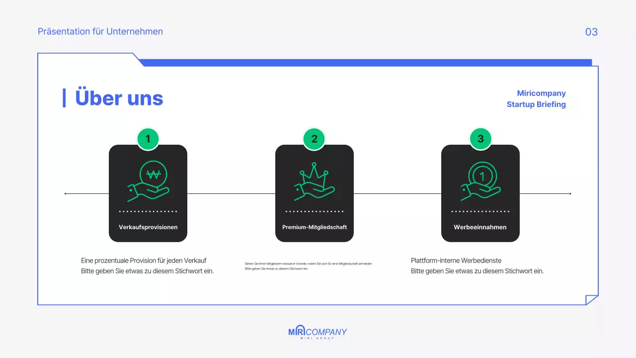 Ein modernes, blaues Pitch Deck für Ihr Startup