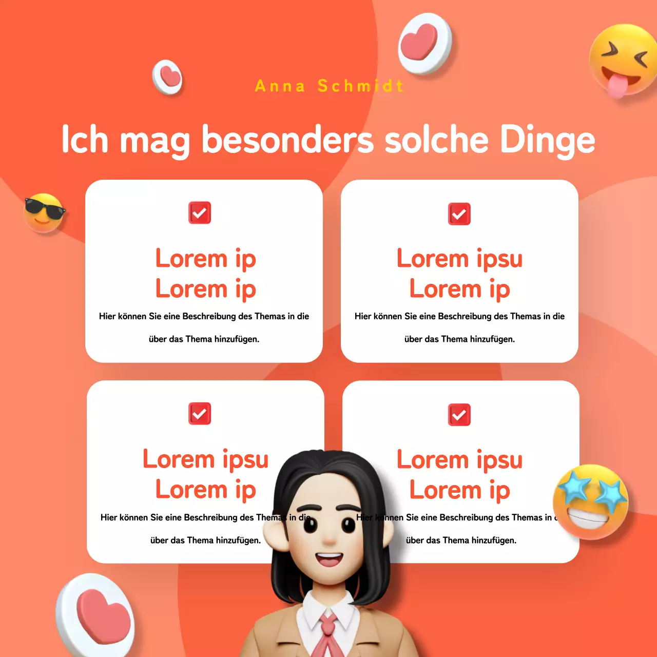 Orange- und korallenfarbenes 3D-SymbolInstagram-Bio-Inhalt