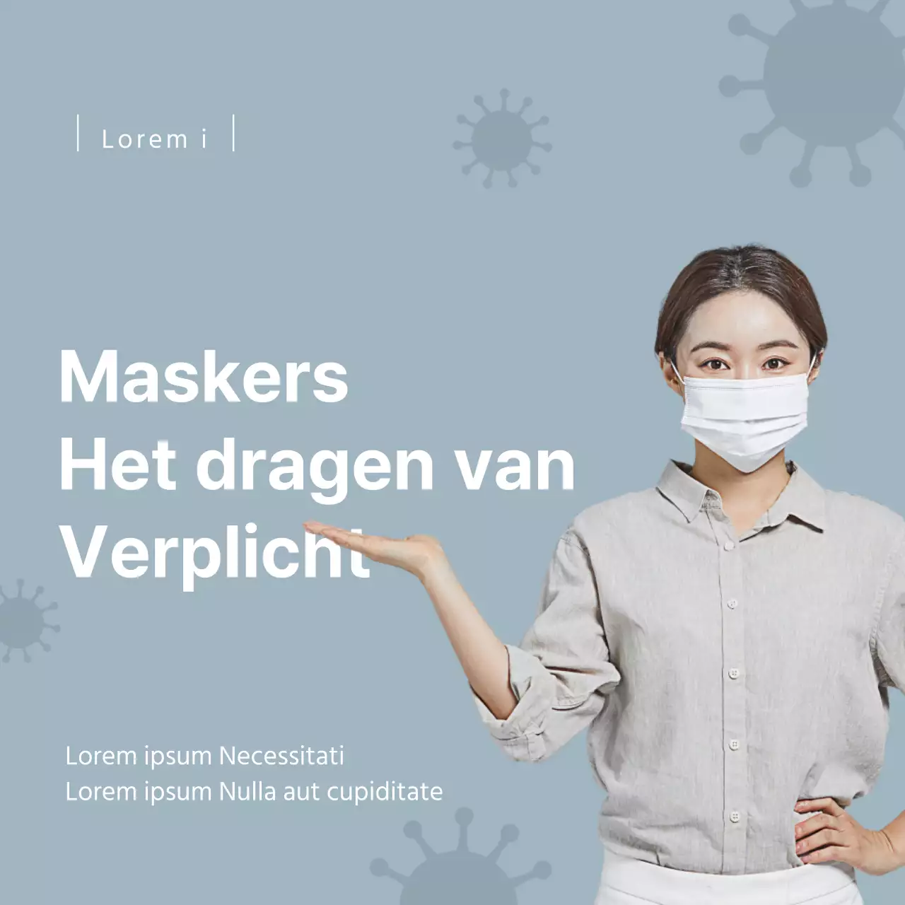 Lichtblauw coronamasker met instructies voor het themaontwerp