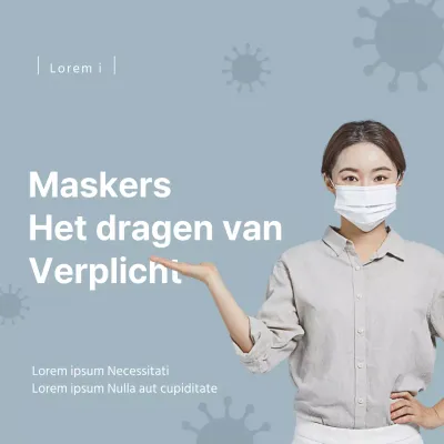 Lichtblauw coronamasker met instructies voor het themaontwerp