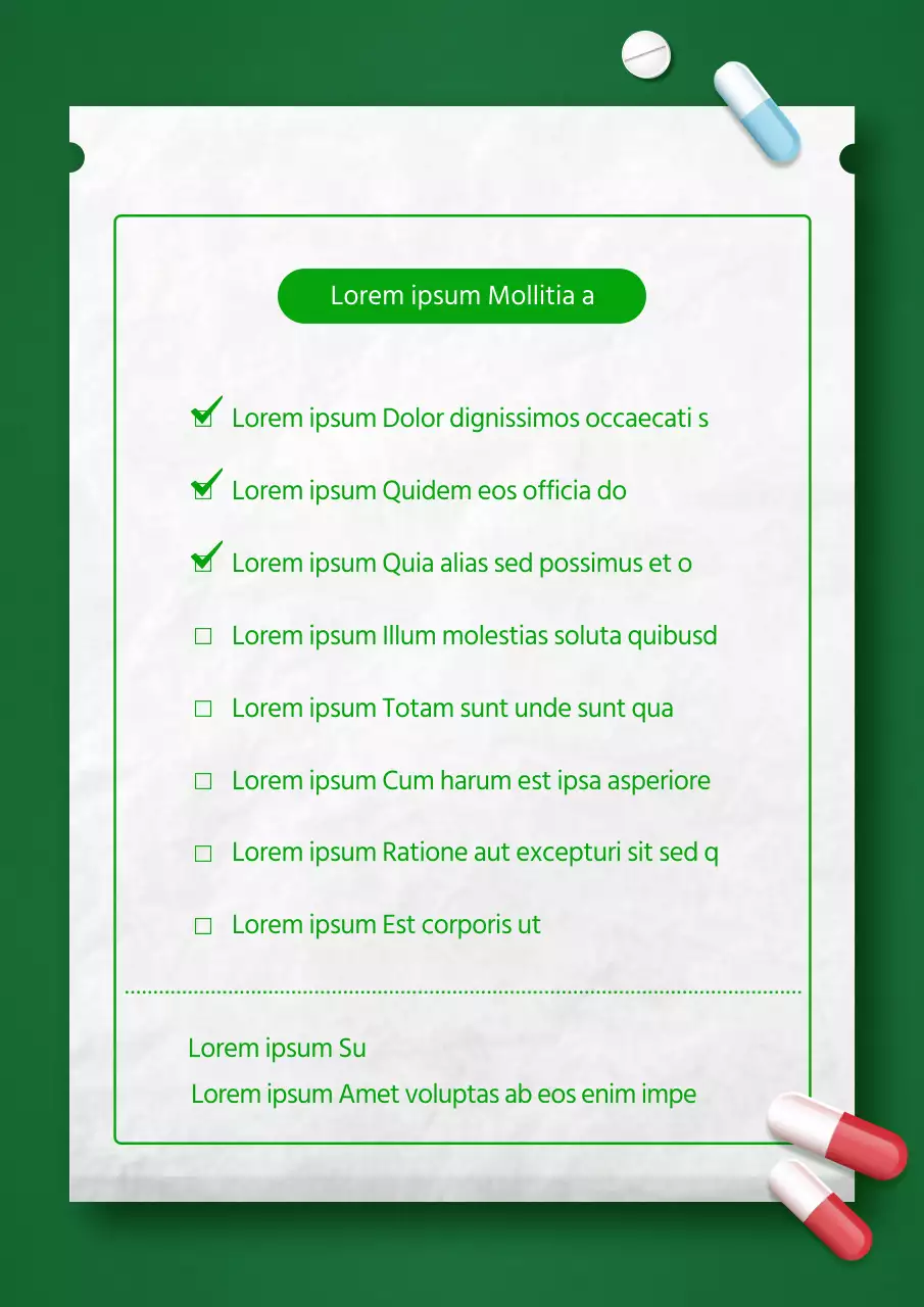Corona Blue checklist met groen receptconcept