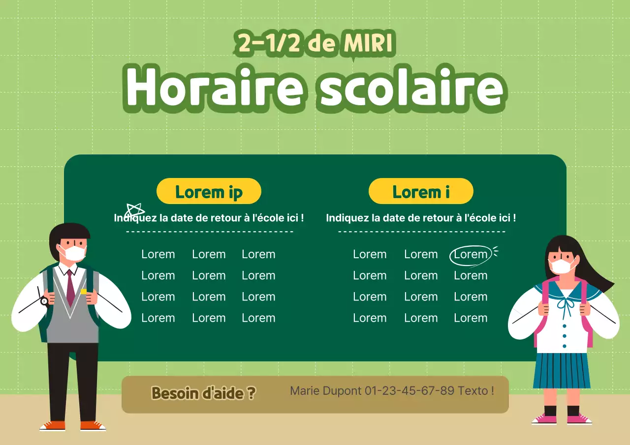 Horaire de l'école