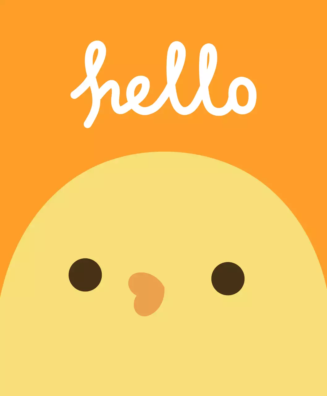 オレンジと黄色の丸くてかわいいひよこのイラストコンセプトのパーソナルグッズ用