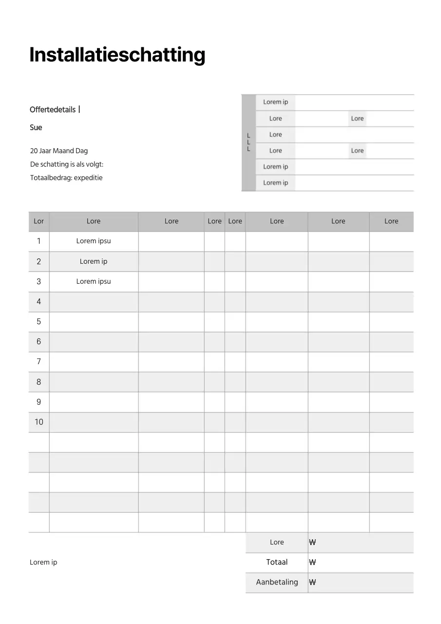 Grijs gemaakte tabellen markeren Bouwraming installeren