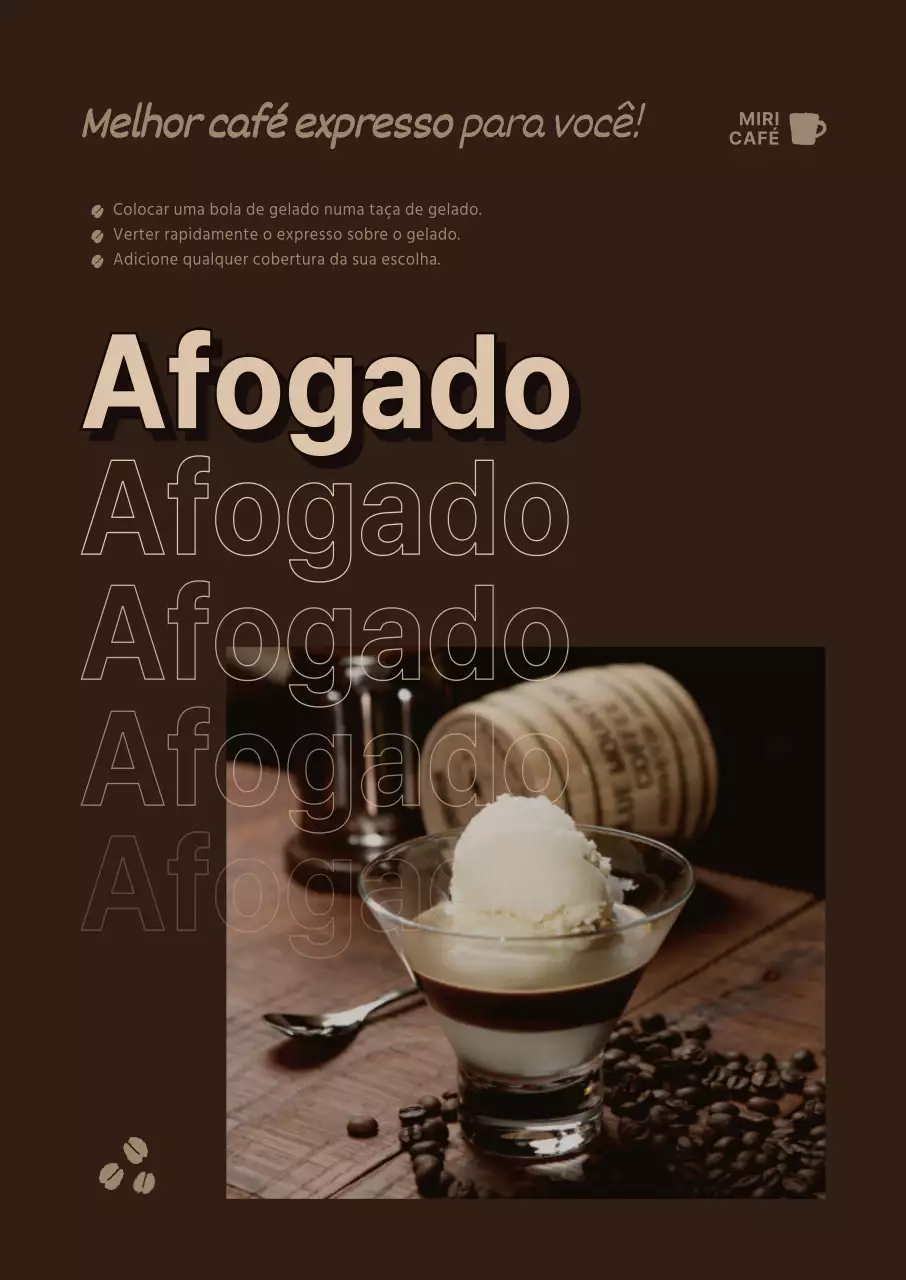Um cartaz de café vintage e elegante em castanho escuro