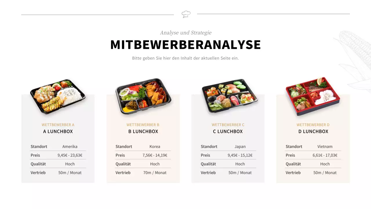 Geschäftsplan für ein Unternehmen für schwarze Lunchpakete auf Englisch