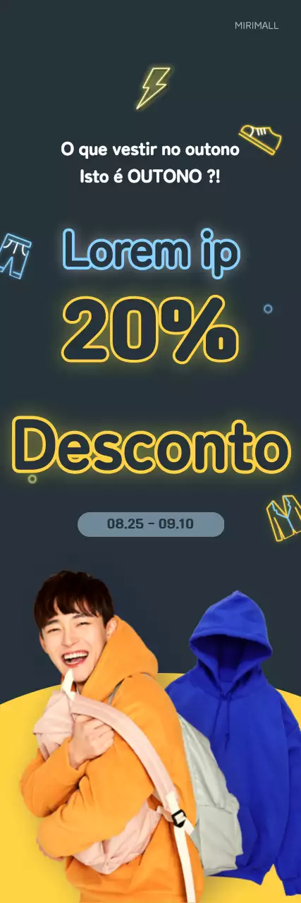 Promoção de vestuário de conceito amarelo néon e azul