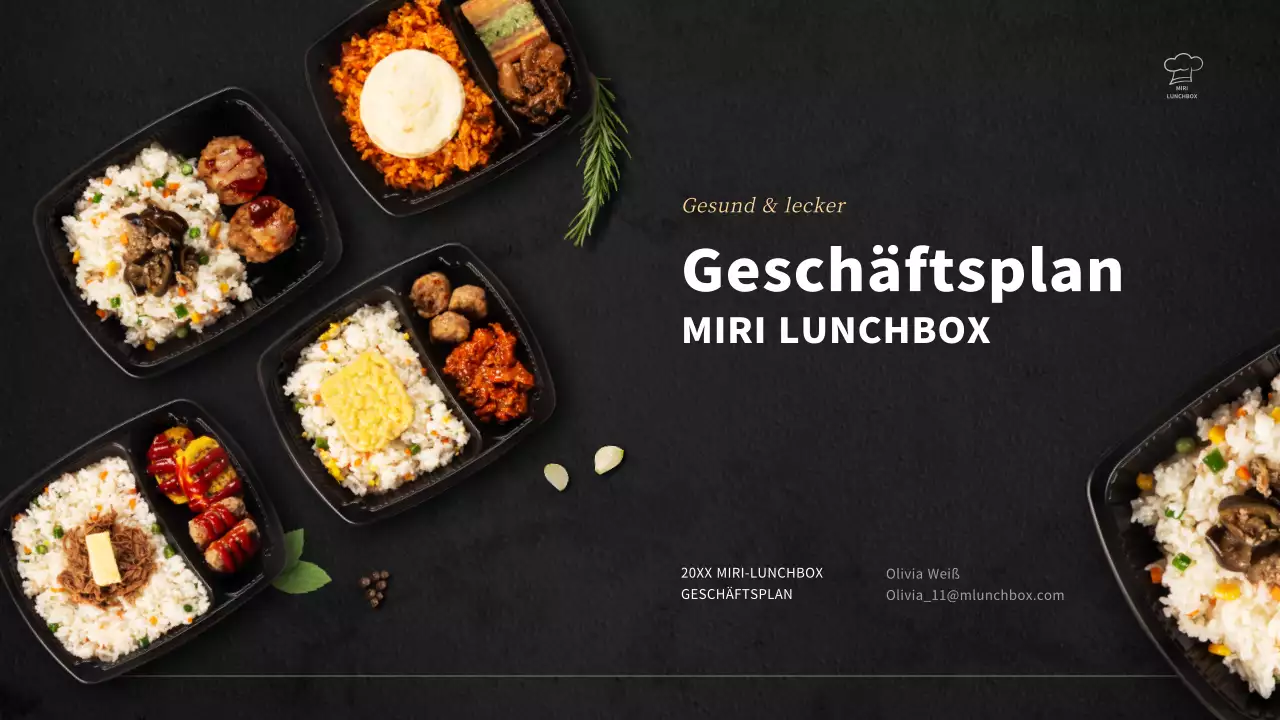 Geschäftsplan für ein Unternehmen für schwarze Lunchpakete auf Englisch